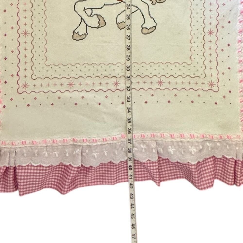 Strawberry Shortcake Cross Stitch Handmade Baby Quilt Blanket 34”x 42” - Picture 7 of 8